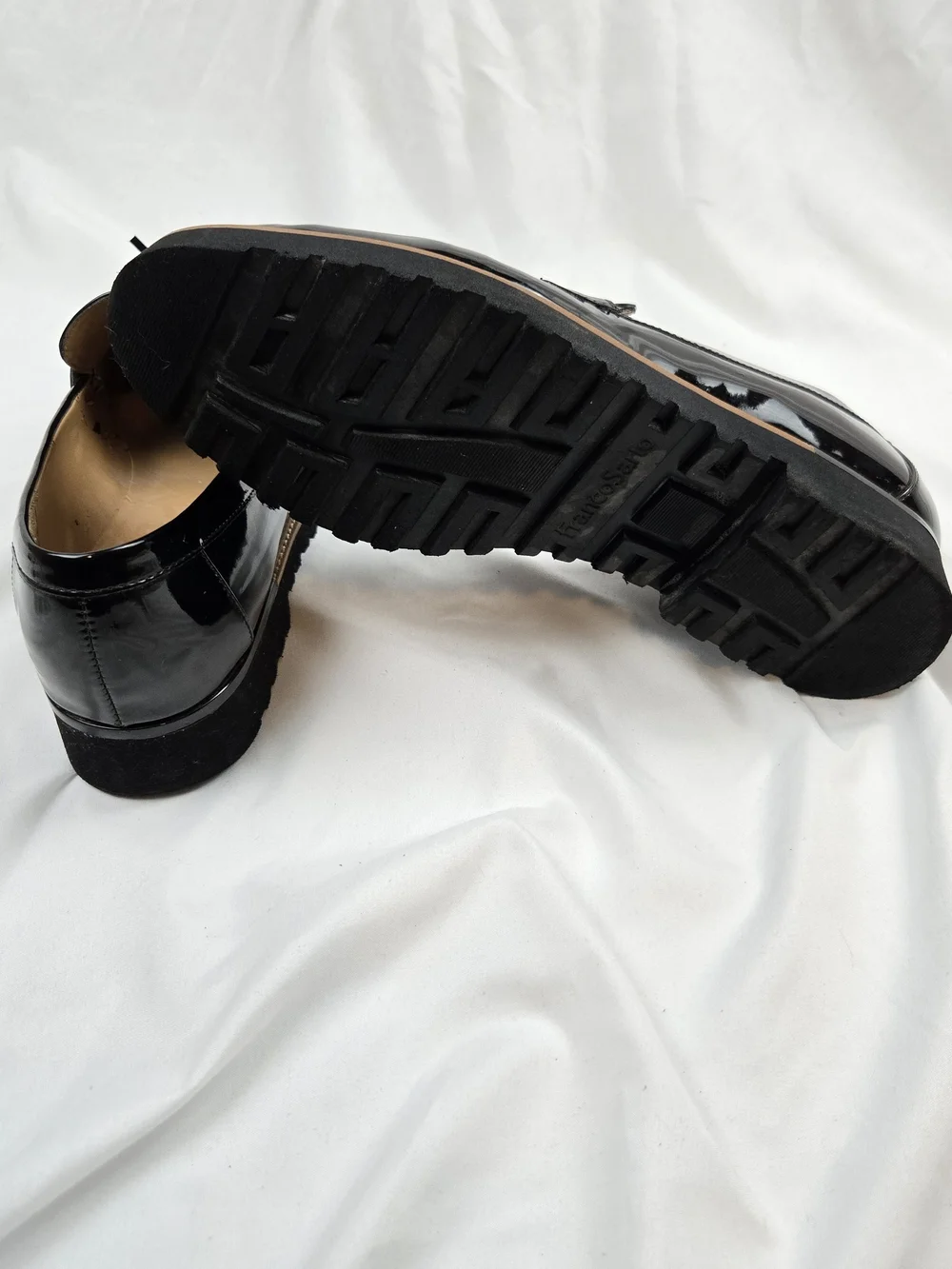 Franco Sarto Carolynn Tassel Loafers Women's Size 10 Black Patent Lug Sole